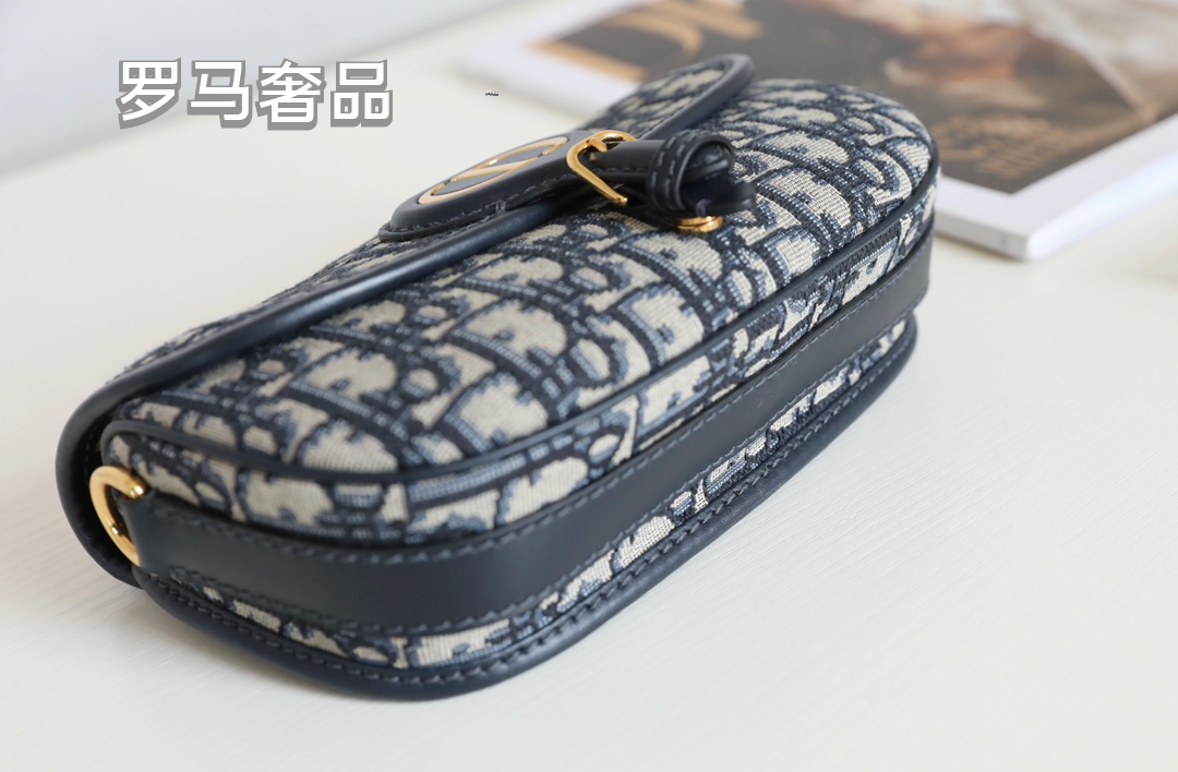 Dior Classic Blue Monogram Jacquard Flap Shoulder Saddle Bag