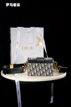 Dior Retro Monogram Flap Shoulder Bag with Gold Metal Clasp and Wide Strap