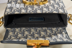 Dior Retro Monogram Flap Shoulder Bag with Gold Metal Clasp and Wide Strap