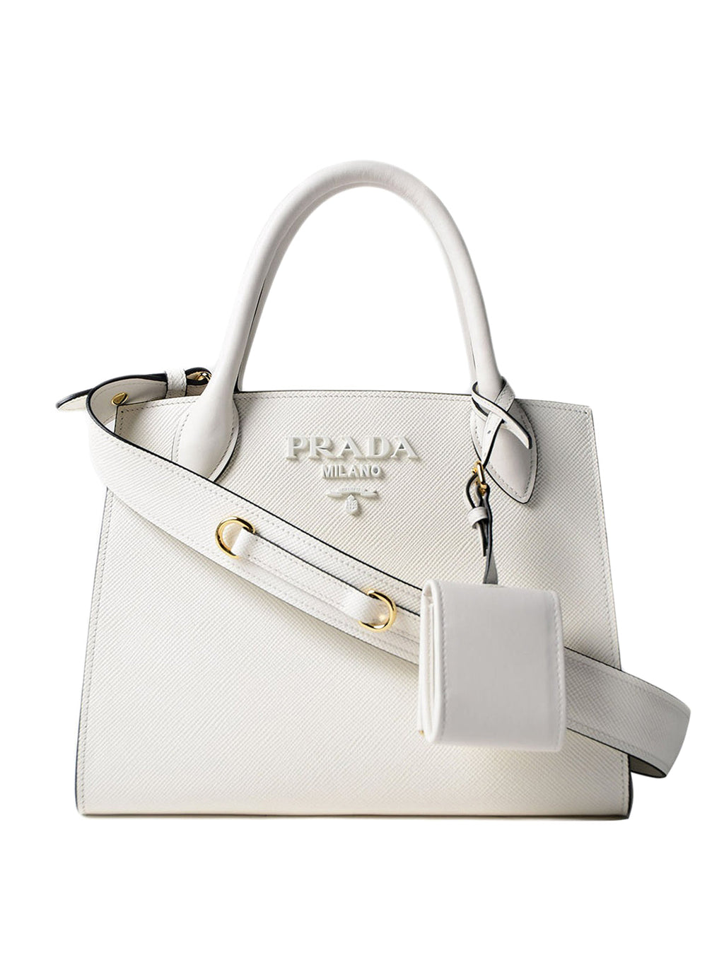 Prada Small Monochrome Saffiano Leather Tote