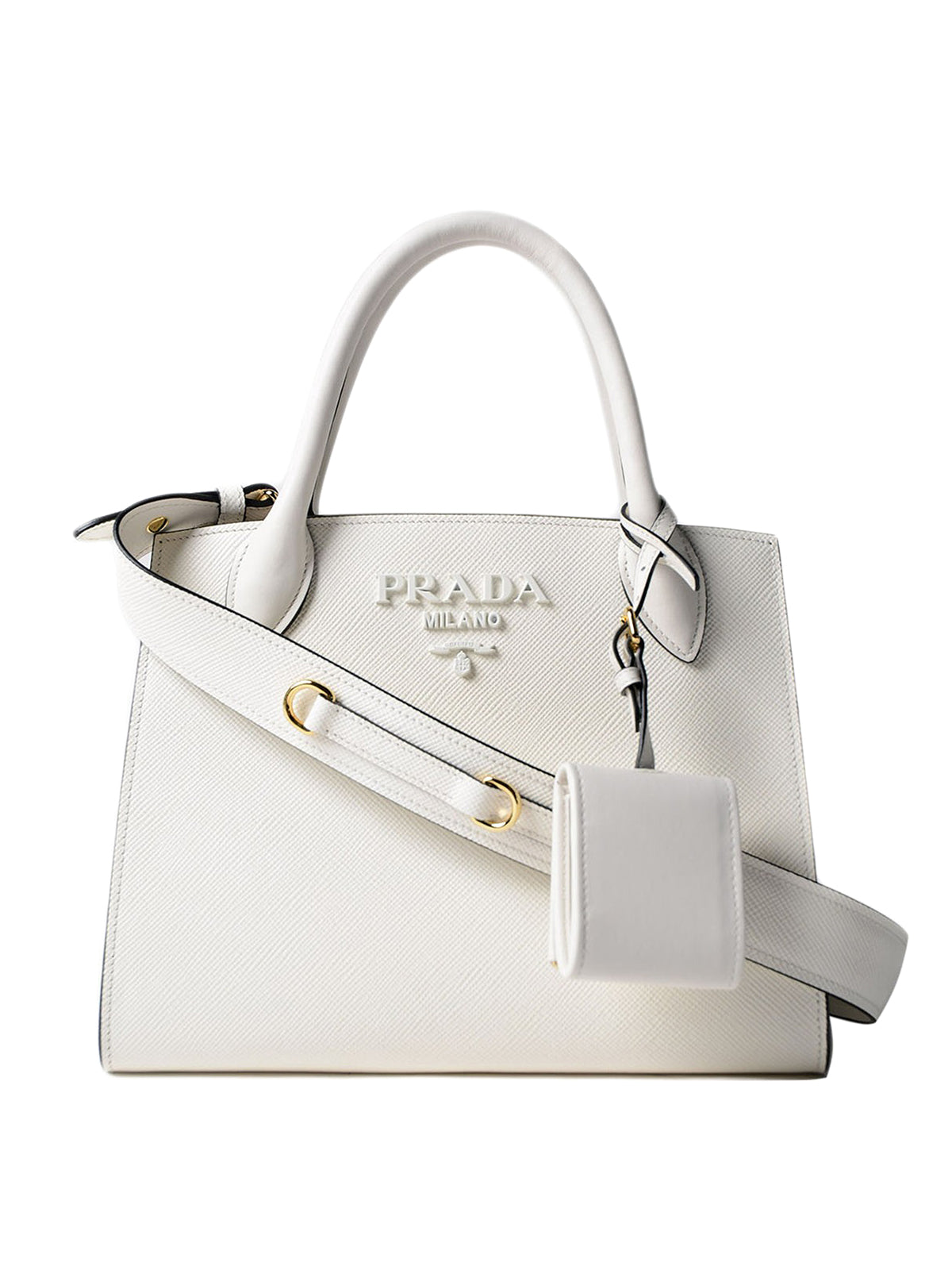 Prada Small Monochrome Saffiano Leather Tote